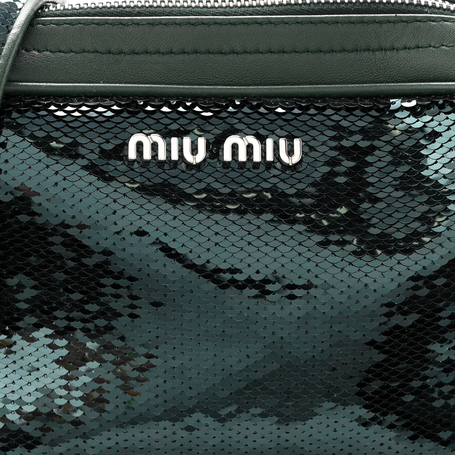 Miu Miu Paillettes Sequin Chain Camera Bag Smeraldo 7 of 9