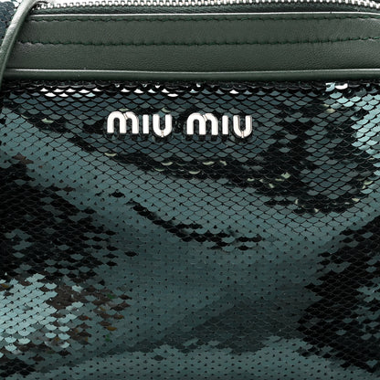 Miu Miu Paillettes Sequin Chain Camera Bag Smeraldo 7 of 9