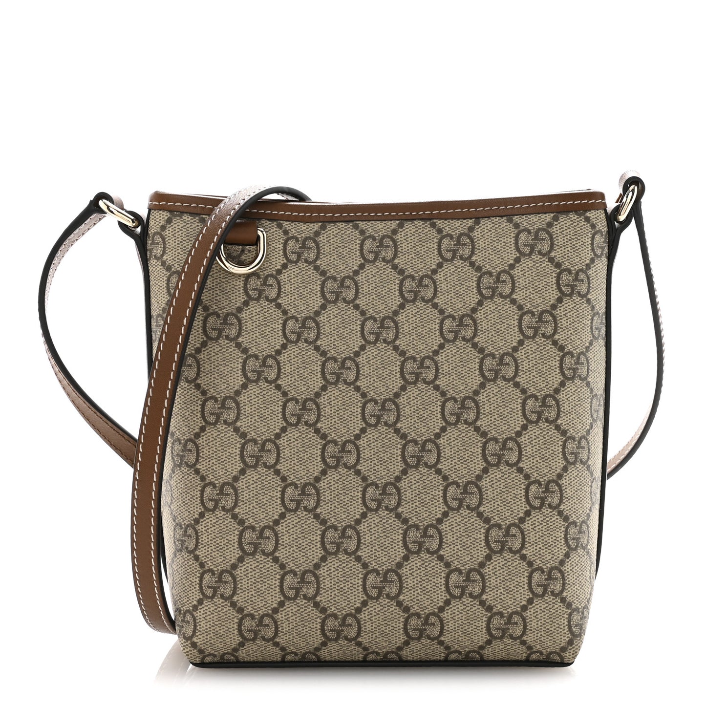 GG Supreme Monogram Emblem Nano Bucket Bag Beige Dark Brown