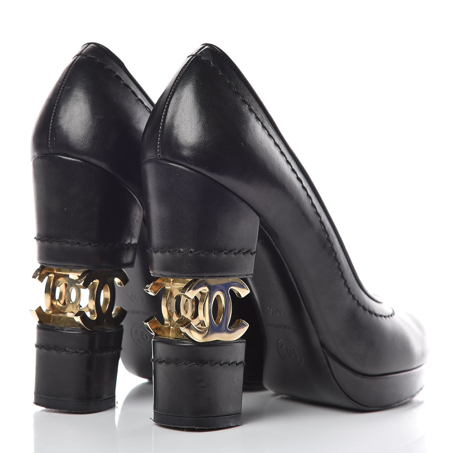 Chanel Calfskin Escarpins CC Pumps 36.5 Black 4 of 13