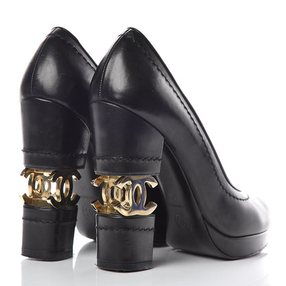 Chanel Calfskin Escarpins CC Pumps 36.5 Black 4 of 13