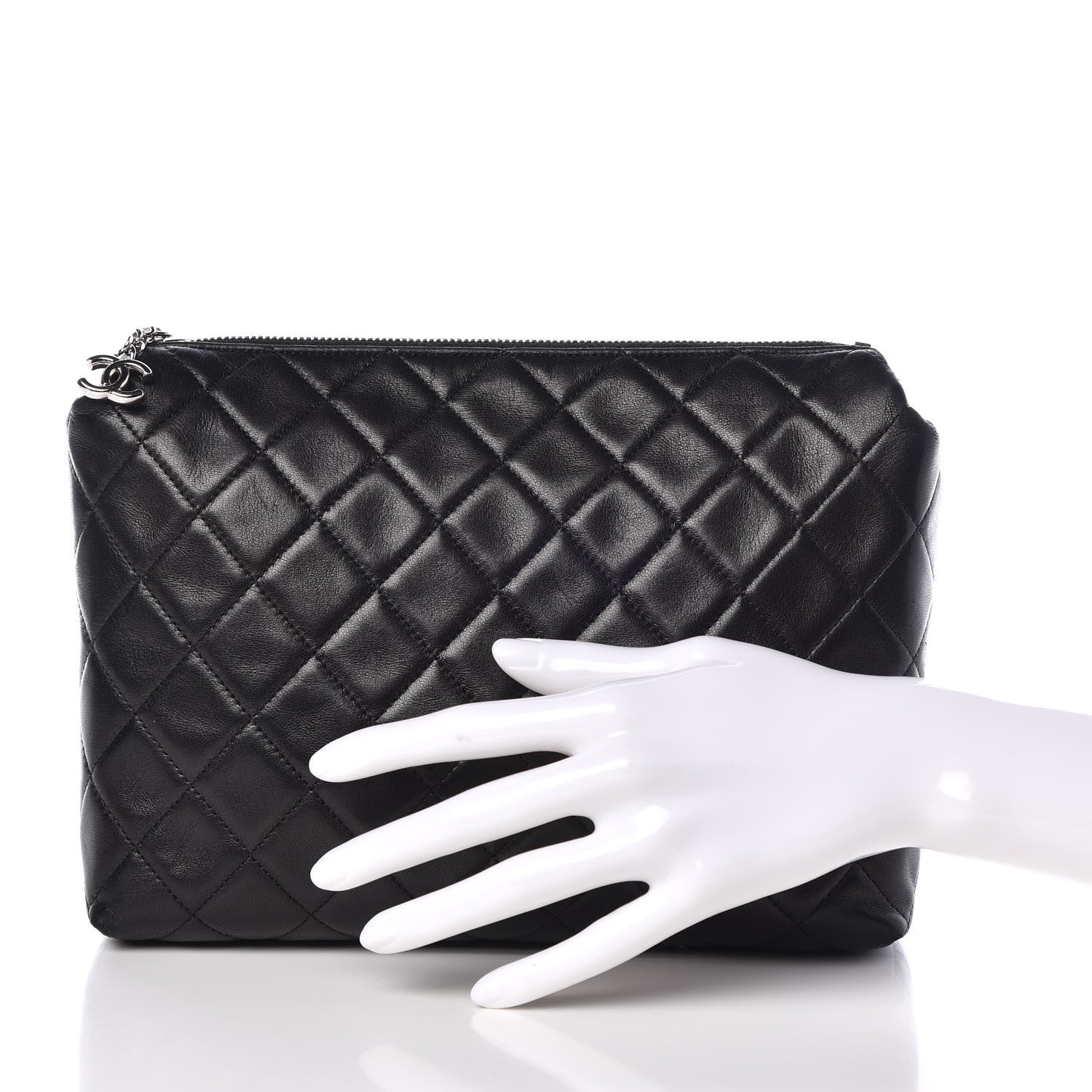 Chanel Lambskin Quilted Cosmetic Case Black 2 of 8