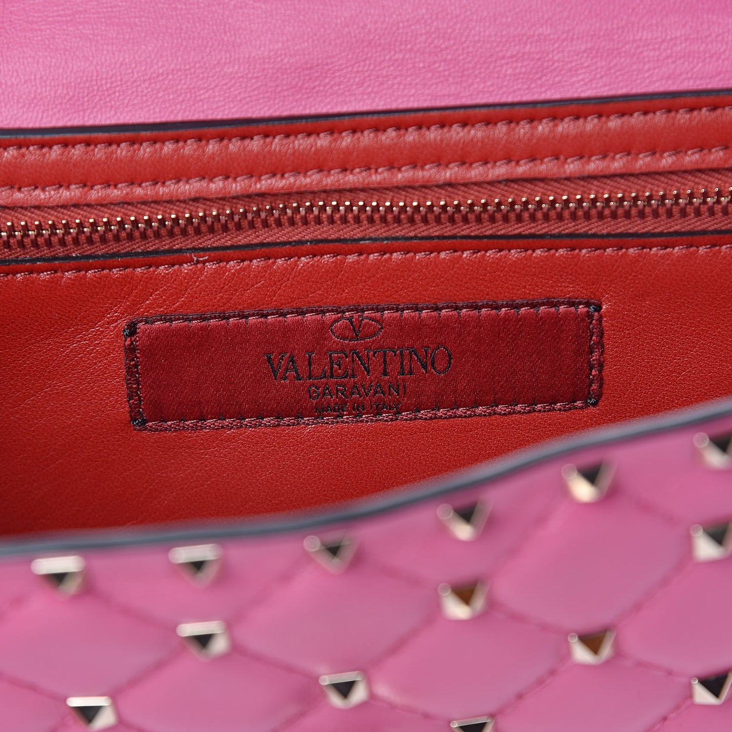 Nappa Rockstud Spike Wallet On Chain Pink Orchid