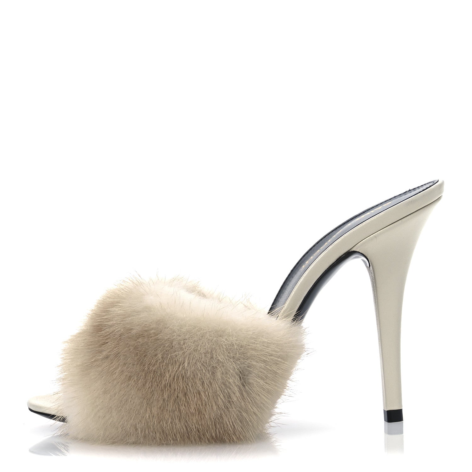 Saint Laurent Mink Calfskin Roy Mule Sandals 39 Cream 2 of 23