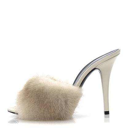 Saint Laurent Mink Calfskin Roy Mule Sandals 39 Cream 2 of 23