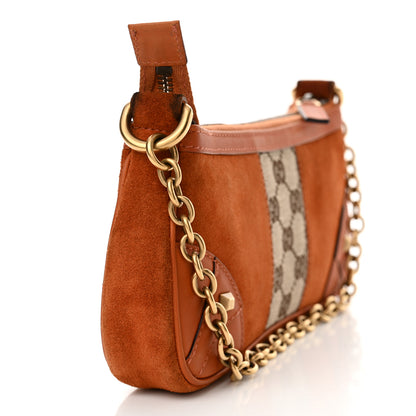 Gucci Suede Monogram Horsebit Nail Chain Pochette Orange 3 of 15