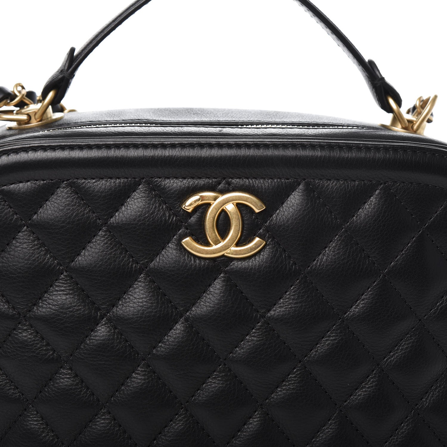 Chanel Calfskin Quilted CC Medium Vanity Case Black 11 of 11