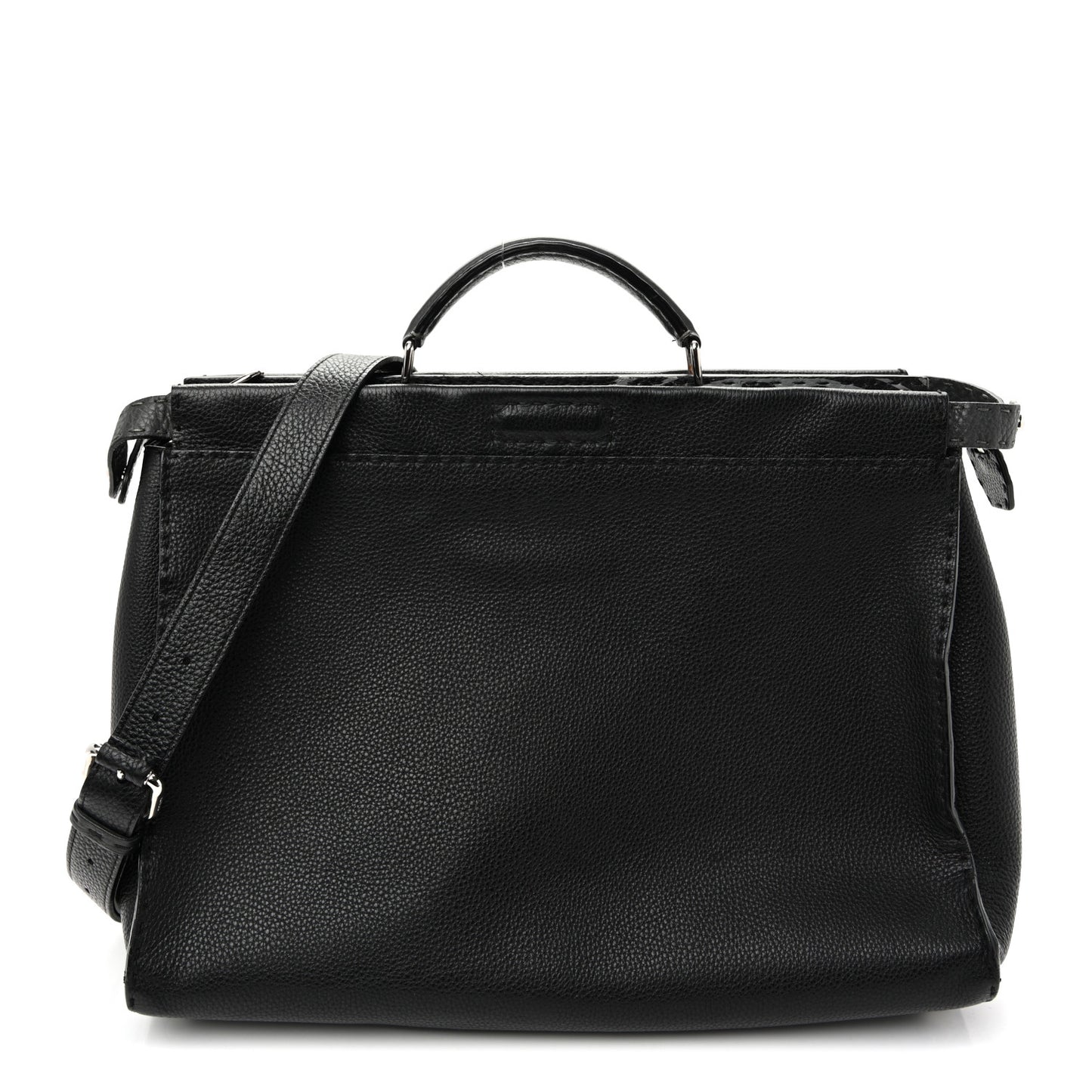 Cuoio Romano Selleria Metal Stitch Large Mens Peekaboo Iconic Essential Satchel Black