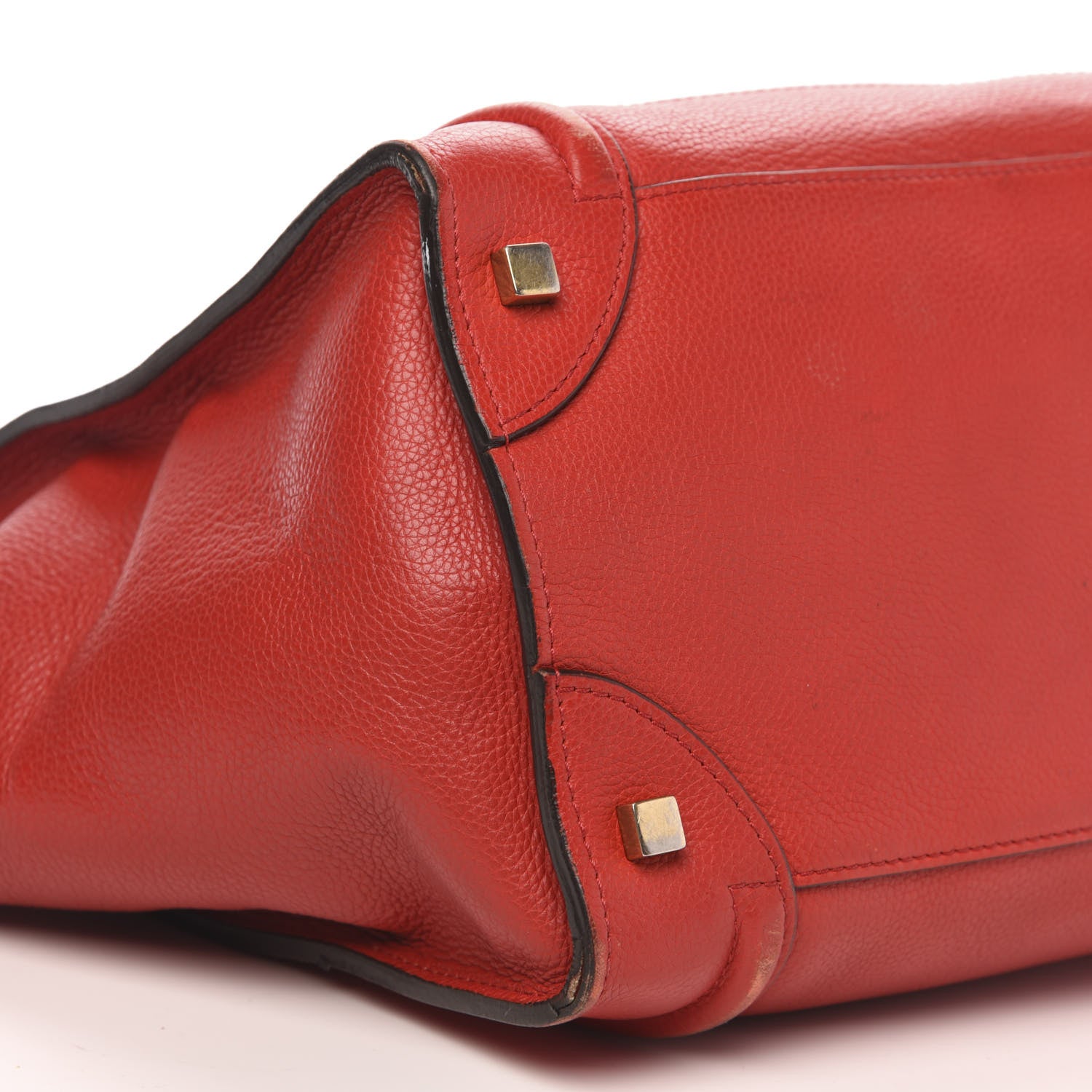 Celine Drummed Calfskin Mini Luggage Coquelicot 8 of 17