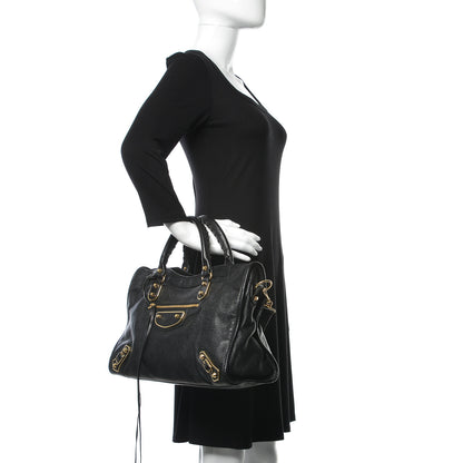 Balenciaga Chevre Gold Metallic Edge Hardware City Black 3 of 10