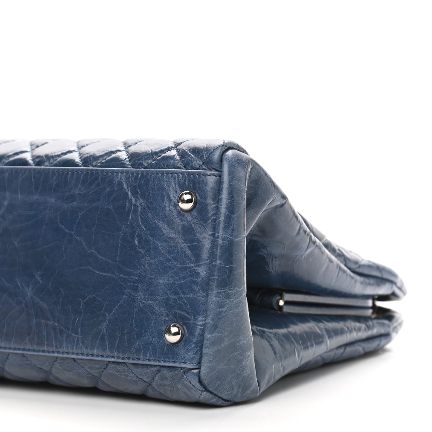 Aged Calfskin Large Just Mademoiselle Bowling Bag Blue