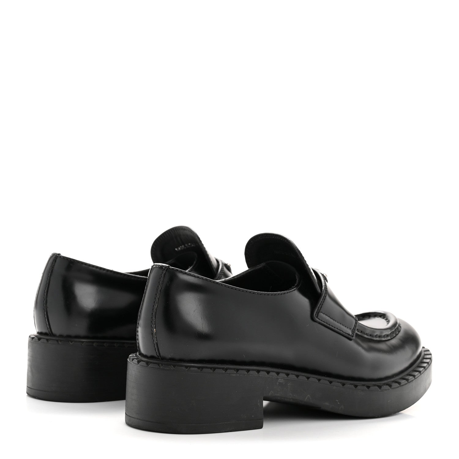 Prada Spazzolato Metal Triangle Logo 50mm Loafers 36.5 Black 13 of 27