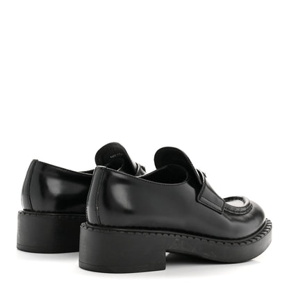 Prada Spazzolato Metal Triangle Logo 50mm Loafers 36.5 Black 13 of 27