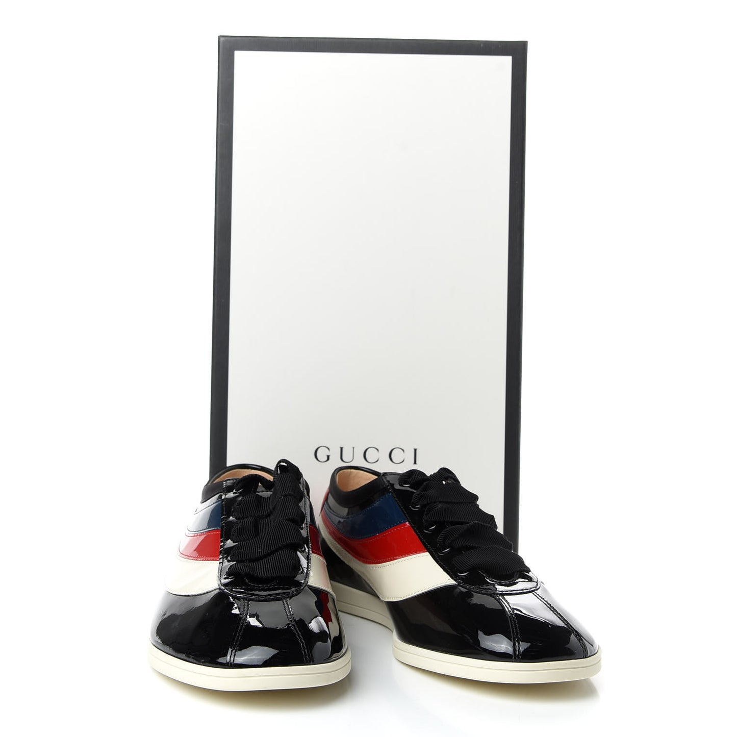 Patent Calfskin Mens Web Falacer Sneakers 8 Black