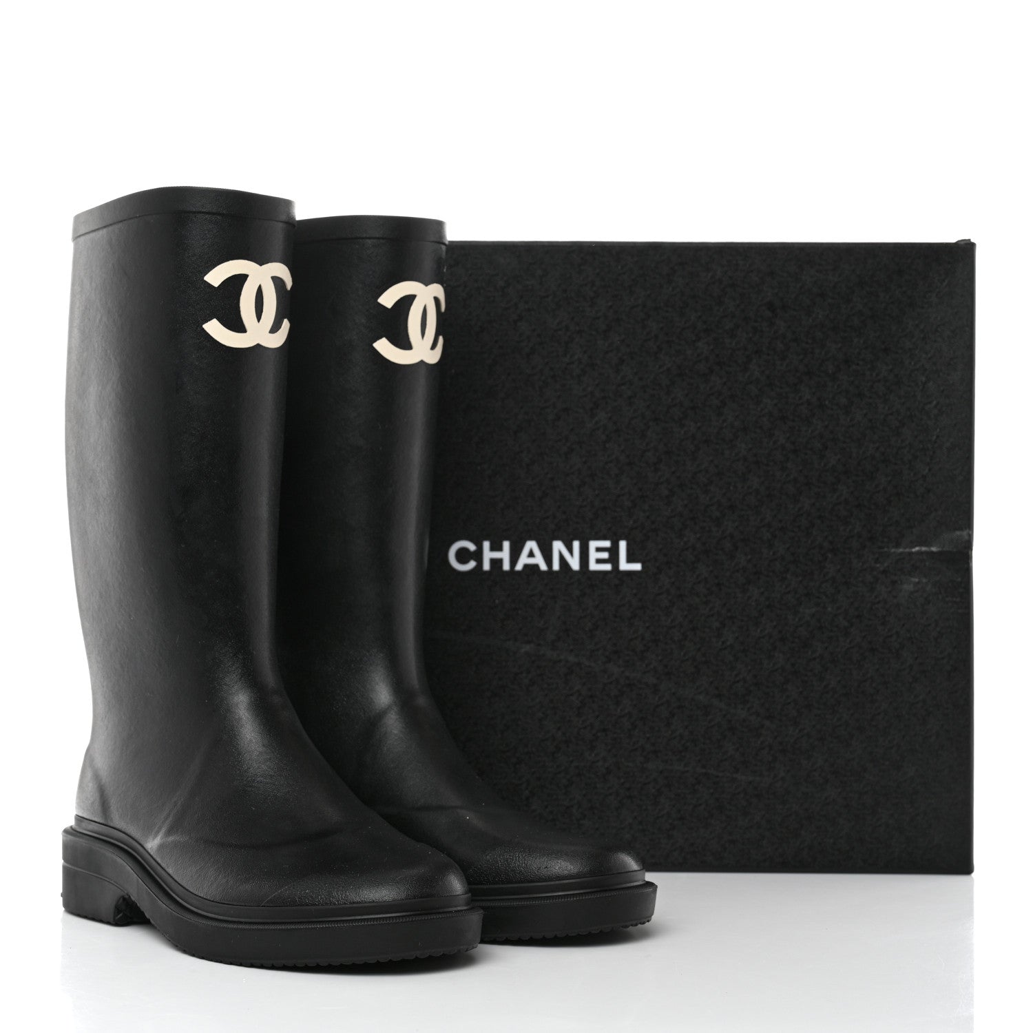 Chanel Caoutchouk CC High Boots 36 Black 9 of 9