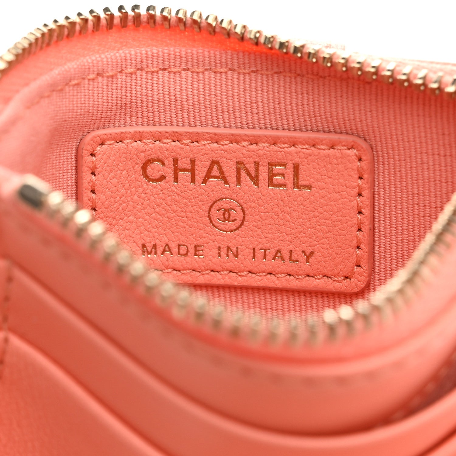 Chanel Lambskin Quilted Compact Zipped Pocket Wallet Light Orange 6 of 8
