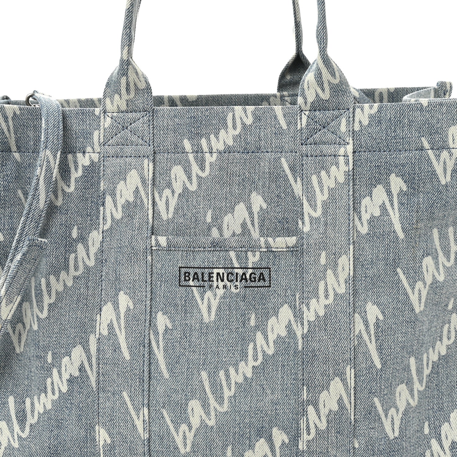 Balenciaga Denim Scribble Logo Medium Hardware Tote Blue 8 of 11