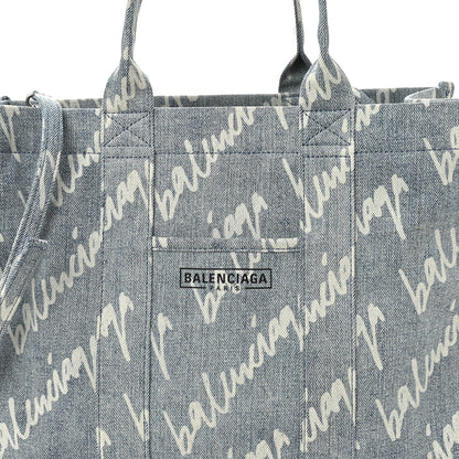 Balenciaga Denim Scribble Logo Medium Hardware Tote Blue 8 of 11