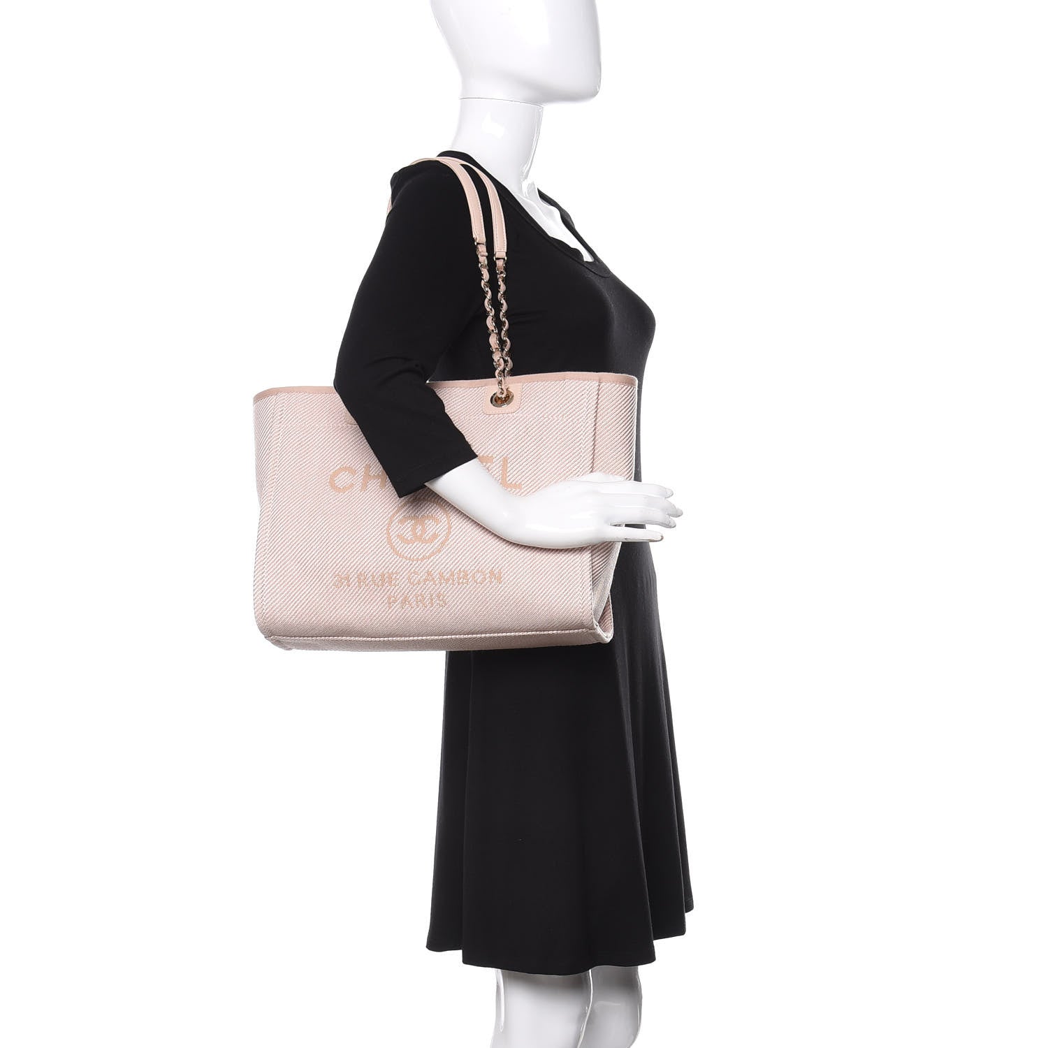 Chanel Mixed Fibers Calfskin Small Deauville Tote Beige 2 of 10