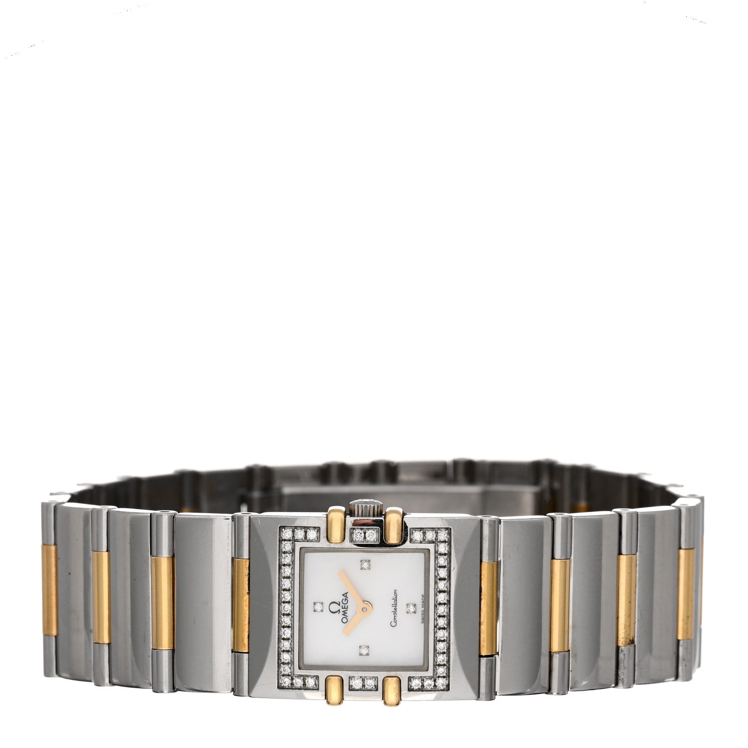 Omega Stainless Steel 18K Yellow Gold Diamond Bezel Mother of Pearl 19mm Constellation Quartz Watch 1335.76.00 2 of 4