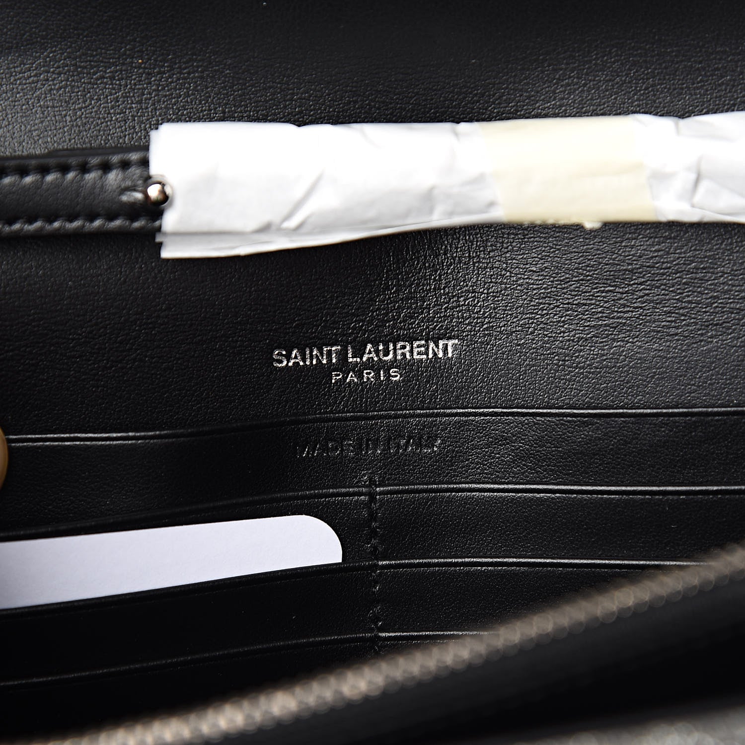 Saint Laurent Metallic Sparkle Fabric Monogram Chain Wallet Anthracite 6 of 9