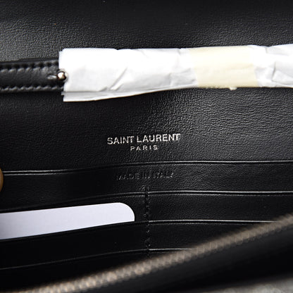 Saint Laurent Metallic Sparkle Fabric Monogram Chain Wallet Anthracite 6 of 9
