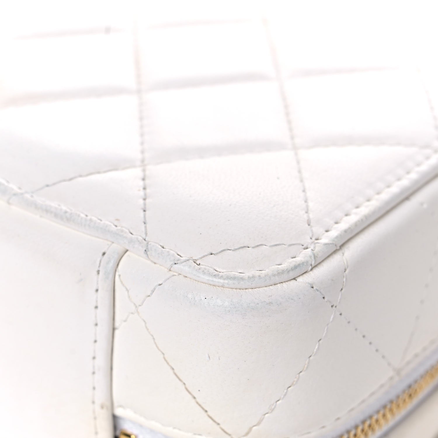 Chanel Lambskin Quilted Golden Plate Clutch With Chain White 11 of 20