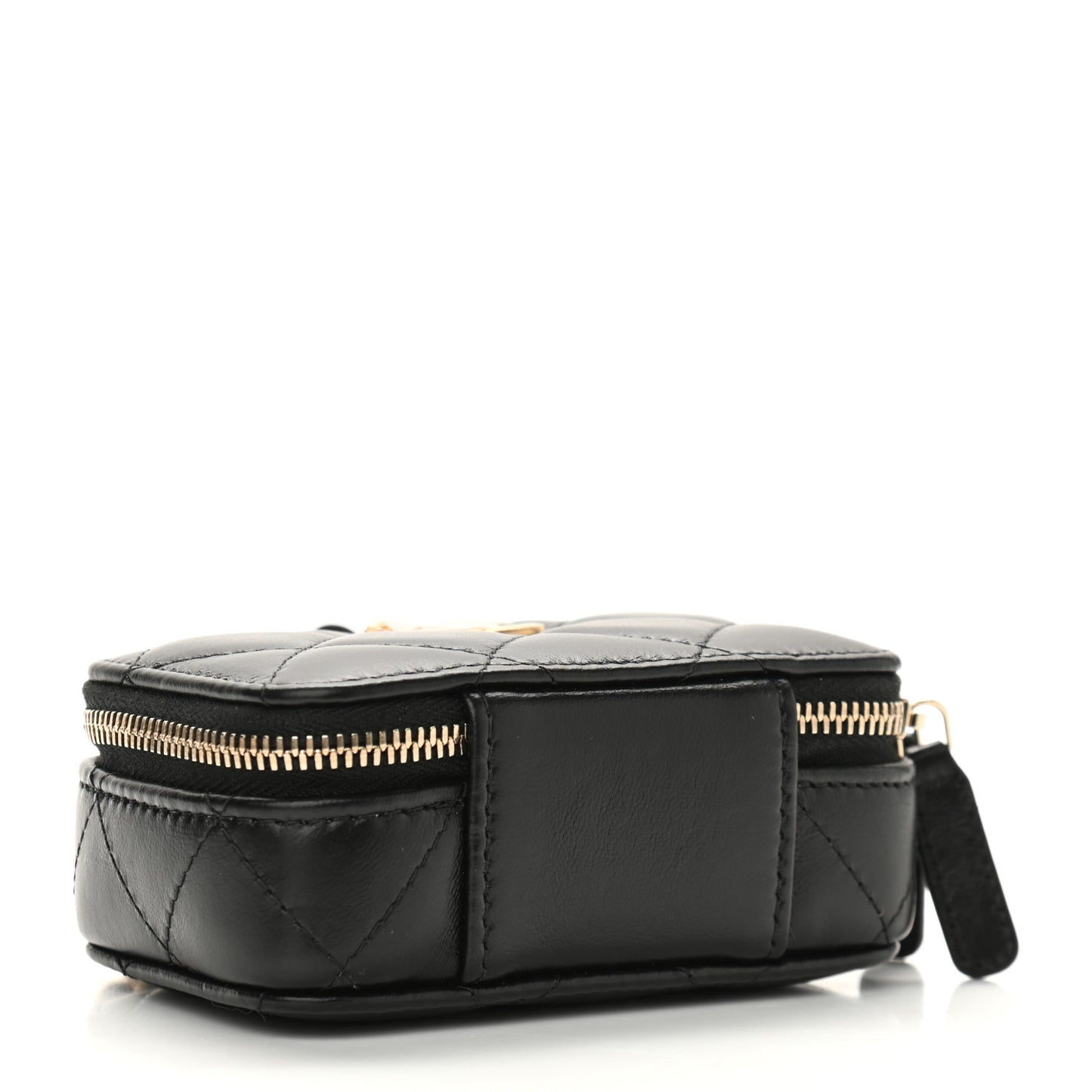 Lambskin Quilted Mini Lacquered Chain Clutch Black