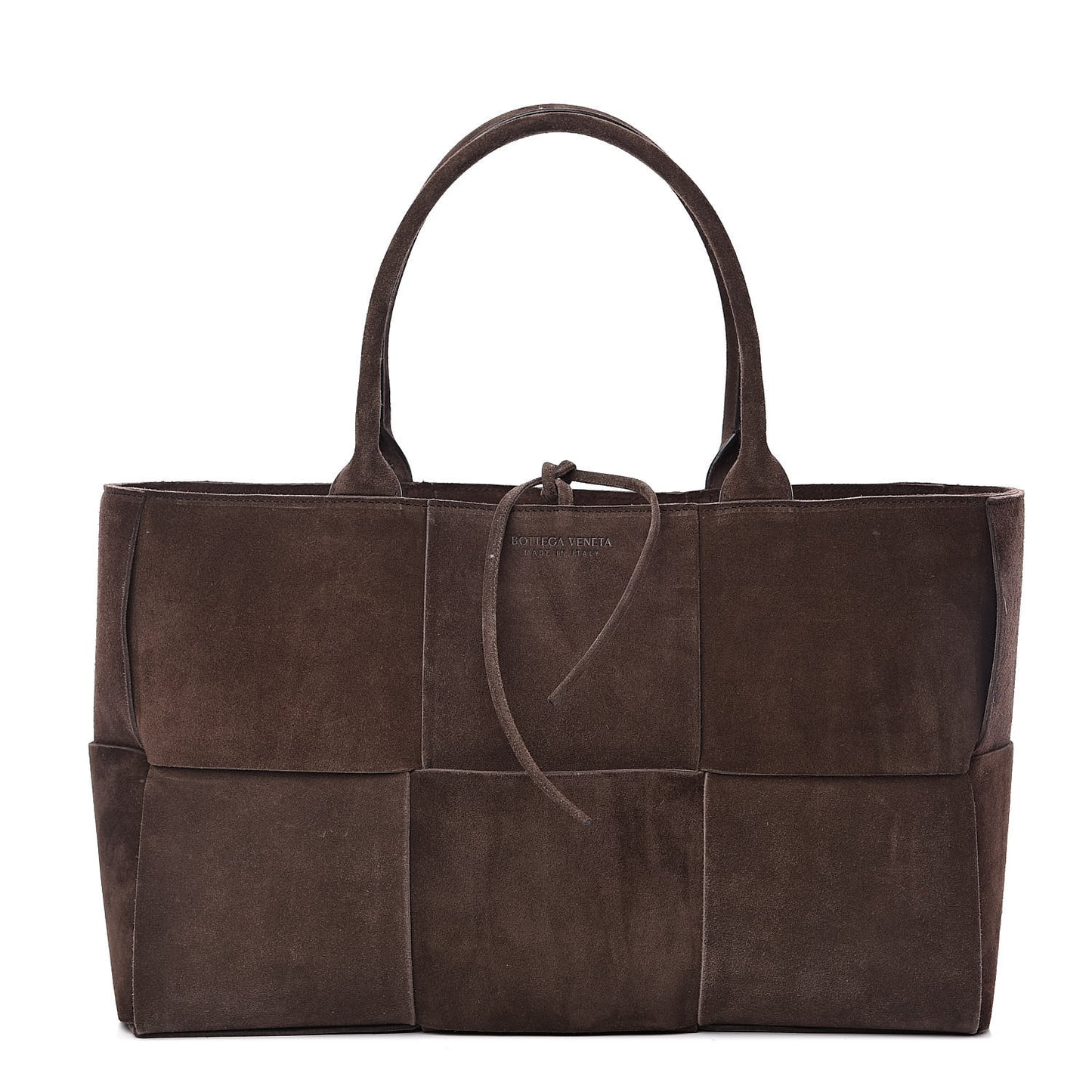 Suede Maxi Intrecciato Small Arco Tote Fondente