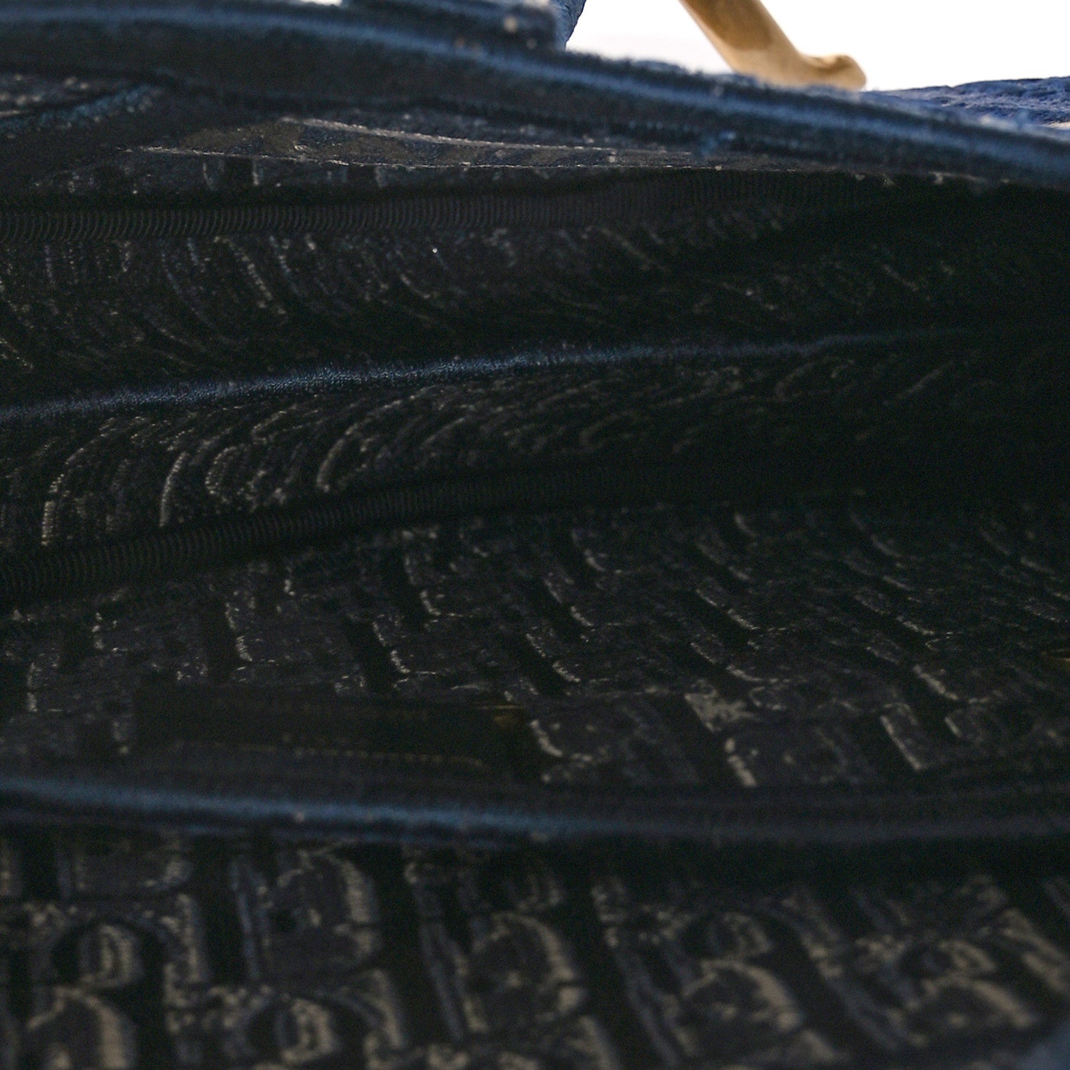 Christian Dior Velvet Oblique Saddle Bag Blue 5 of 13