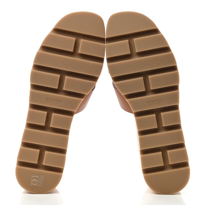 Hermes Calfskin Cork Eze 30 Sandals 39 Marron Glaise 5 of 9