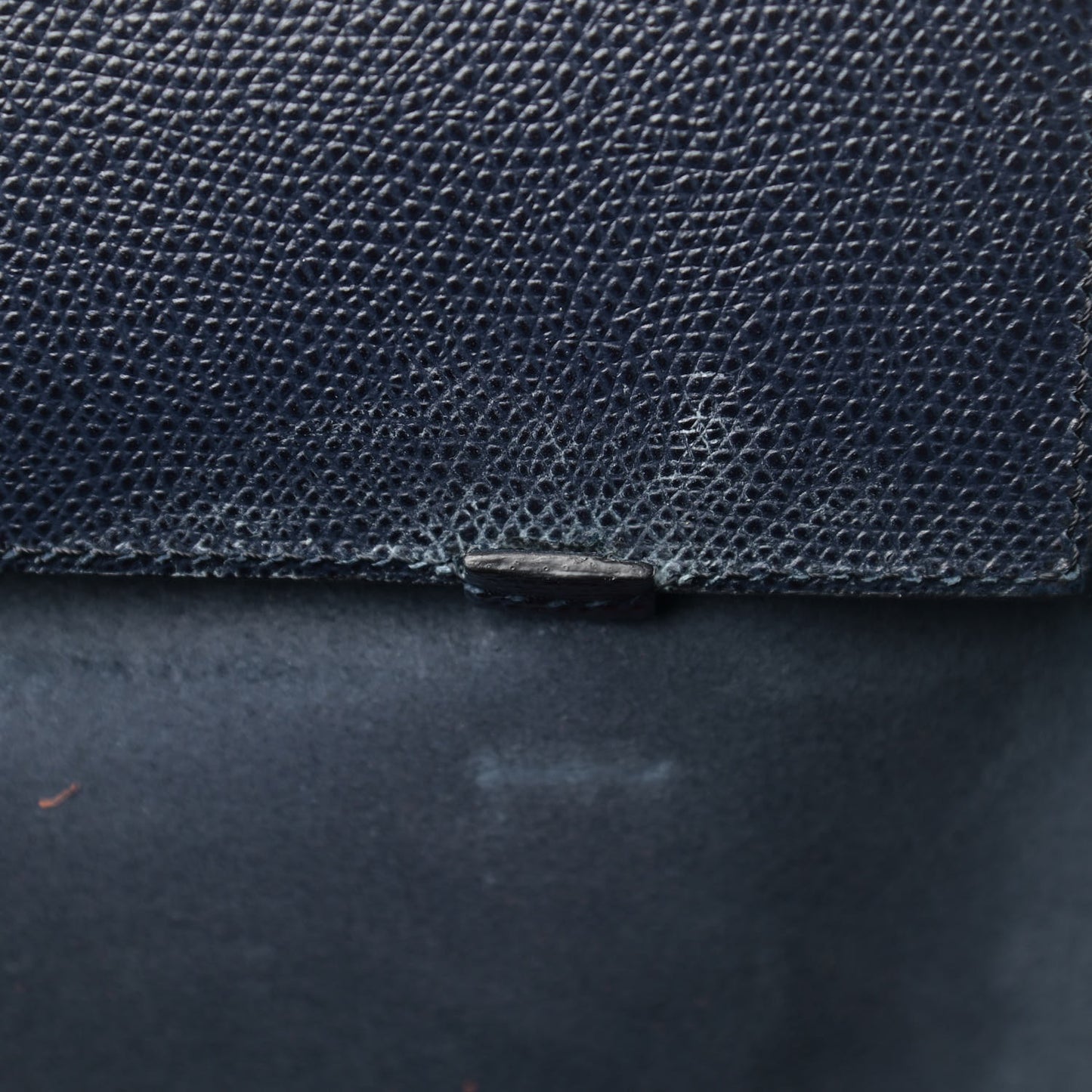 Grained Calfskin Small Vertical Bi-Cabas Navy Terracotta