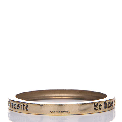 Chanel Metal French Quote Bangle Gold 3 of 6