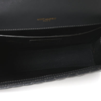 Saint Laurent Grain De Poudre Textured Mixed Matelasse Triquilt Medium Monogram Satchel Dark Smog 5 of 11