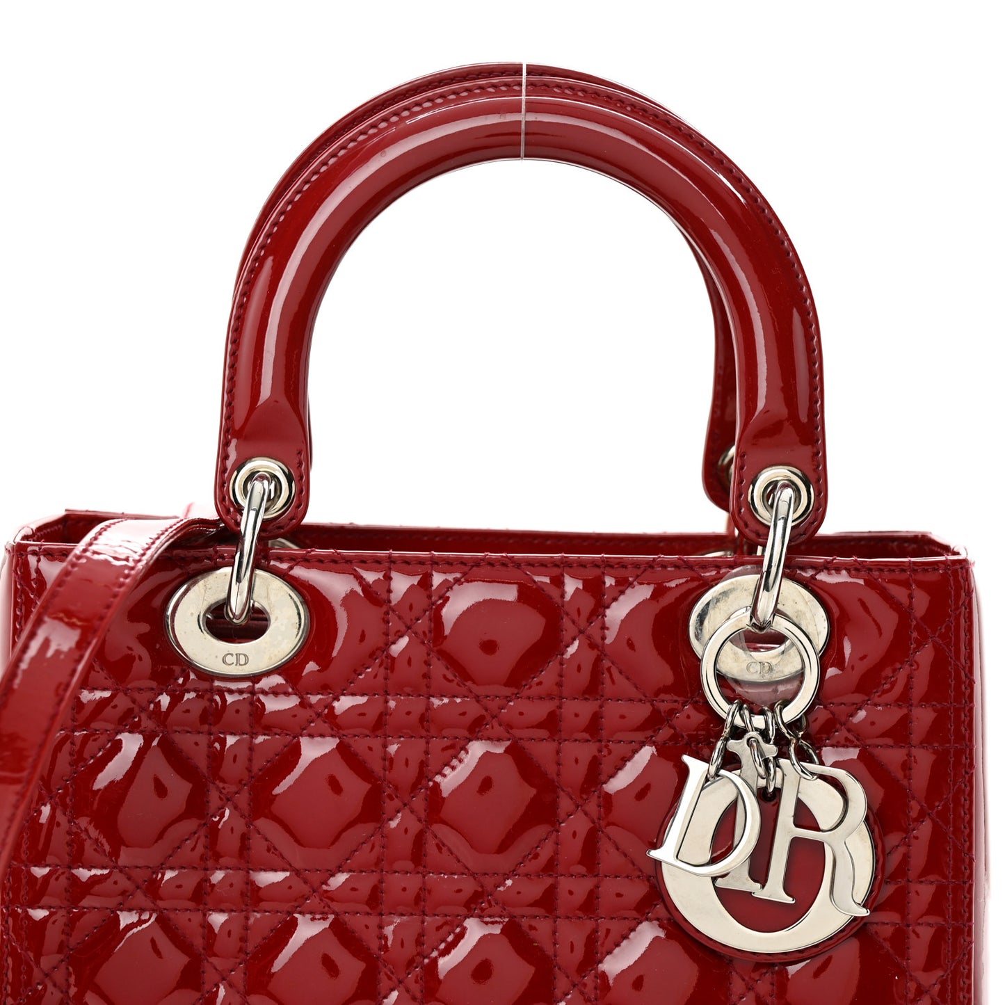 Patent Cannage Medium Lady Dior Red