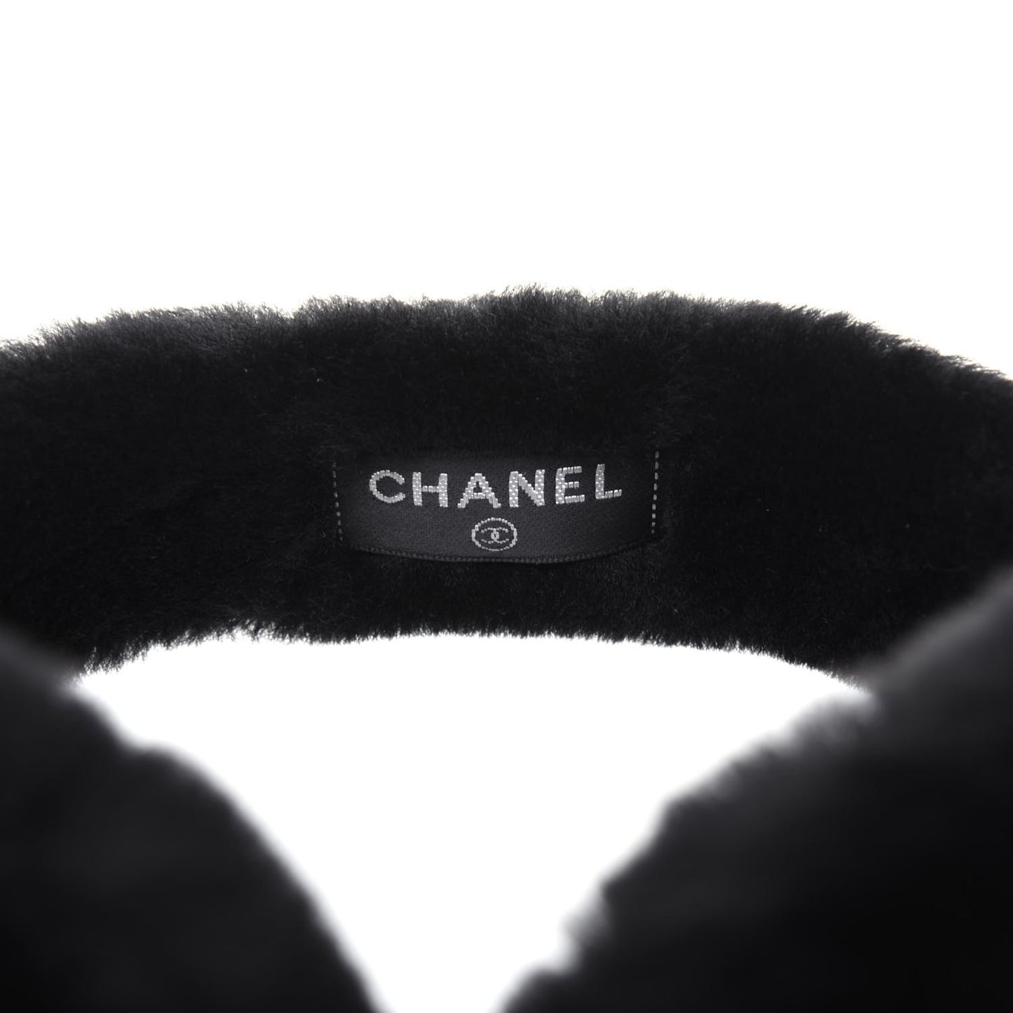 Shearling CC Ear Muffs Black White
