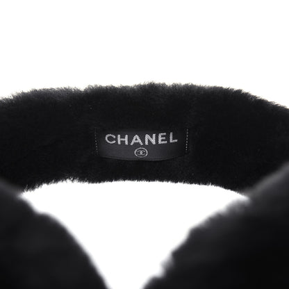 Chanel Shearling CC Ear Muffs Black White 3 of 3