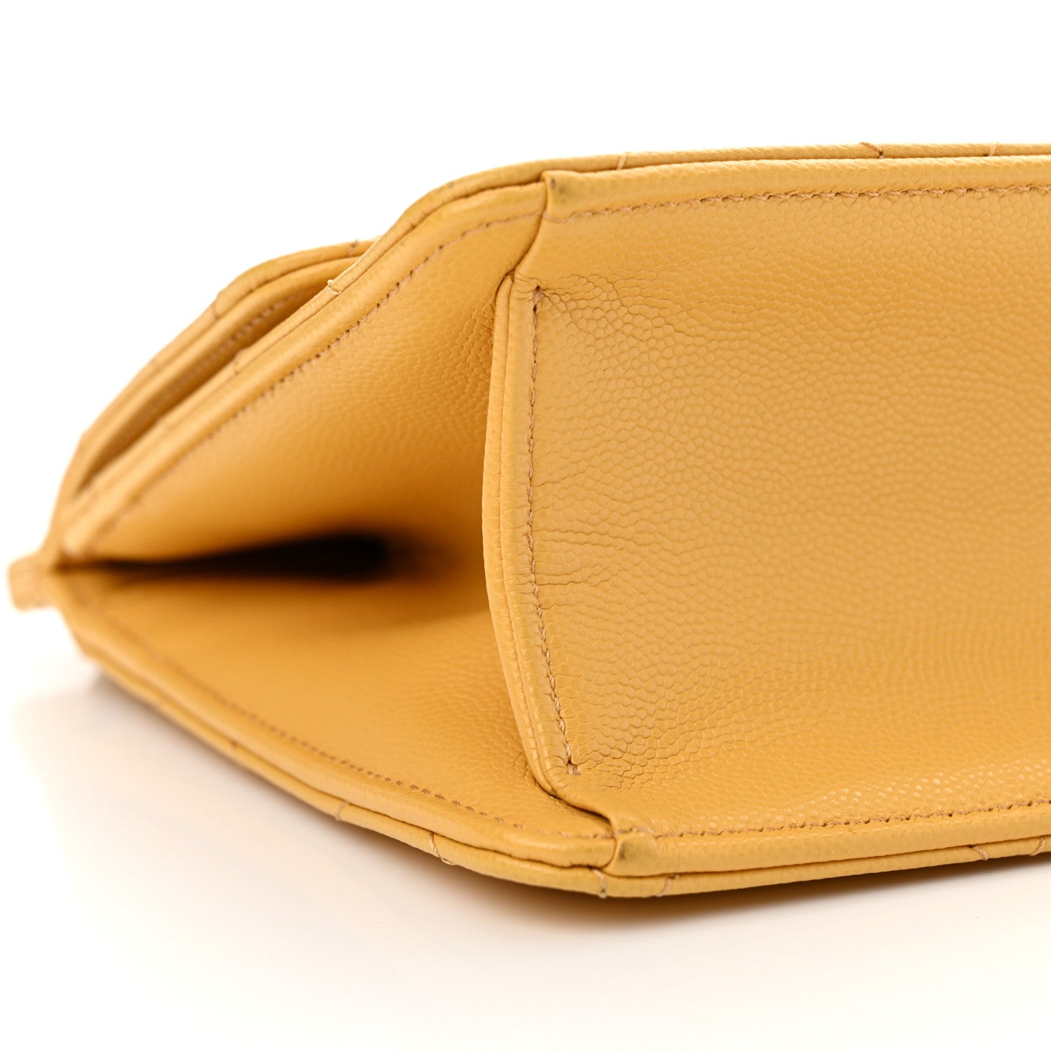 Chanel Caviar Quilted Chain Frame Flap Yellow 9 of 12