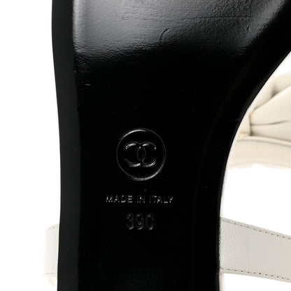 Chanel Lambskin CC Bow Sandals 39 White Black 7 of 10