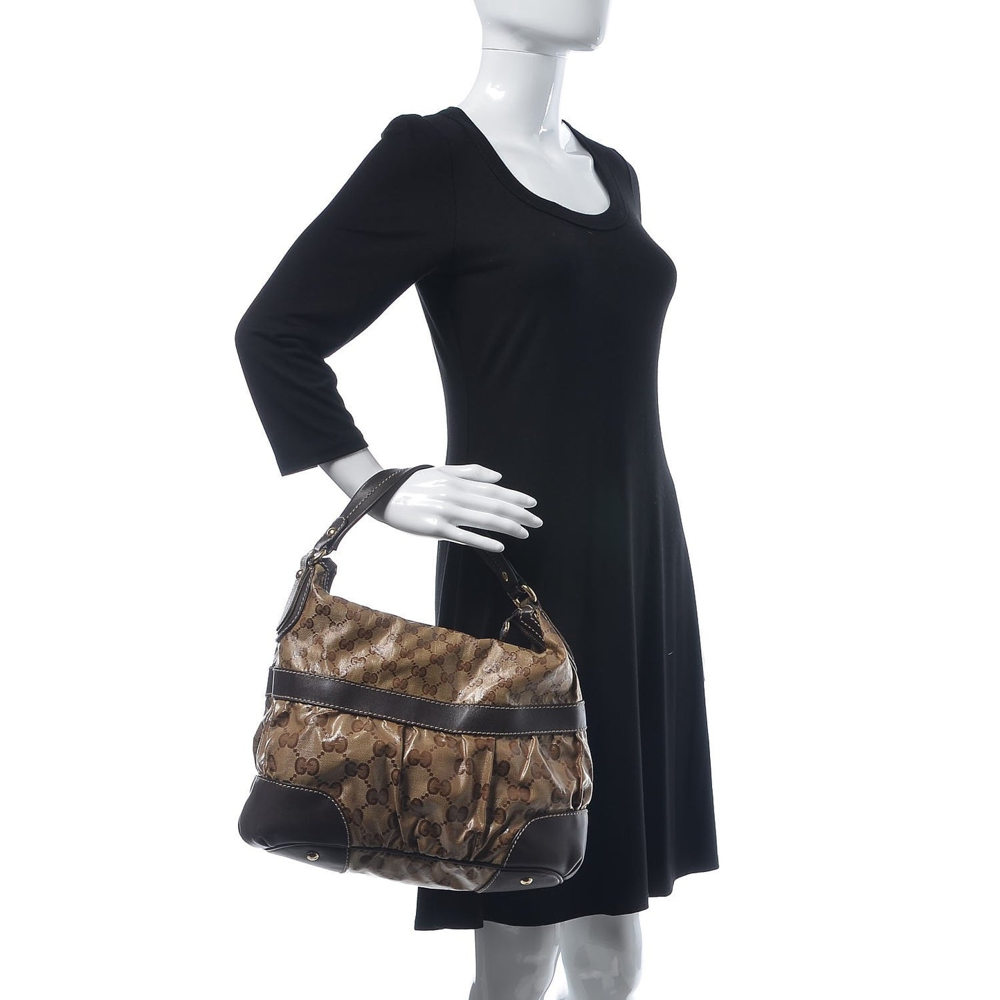 Crystal Monogram Mix Hobo Dark Brown