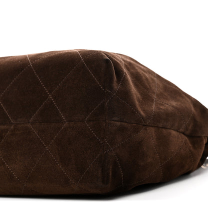 Chanel Suede Calfskin Lambskin Quilted Maxi Hobo Dark Brown 9 of 9
