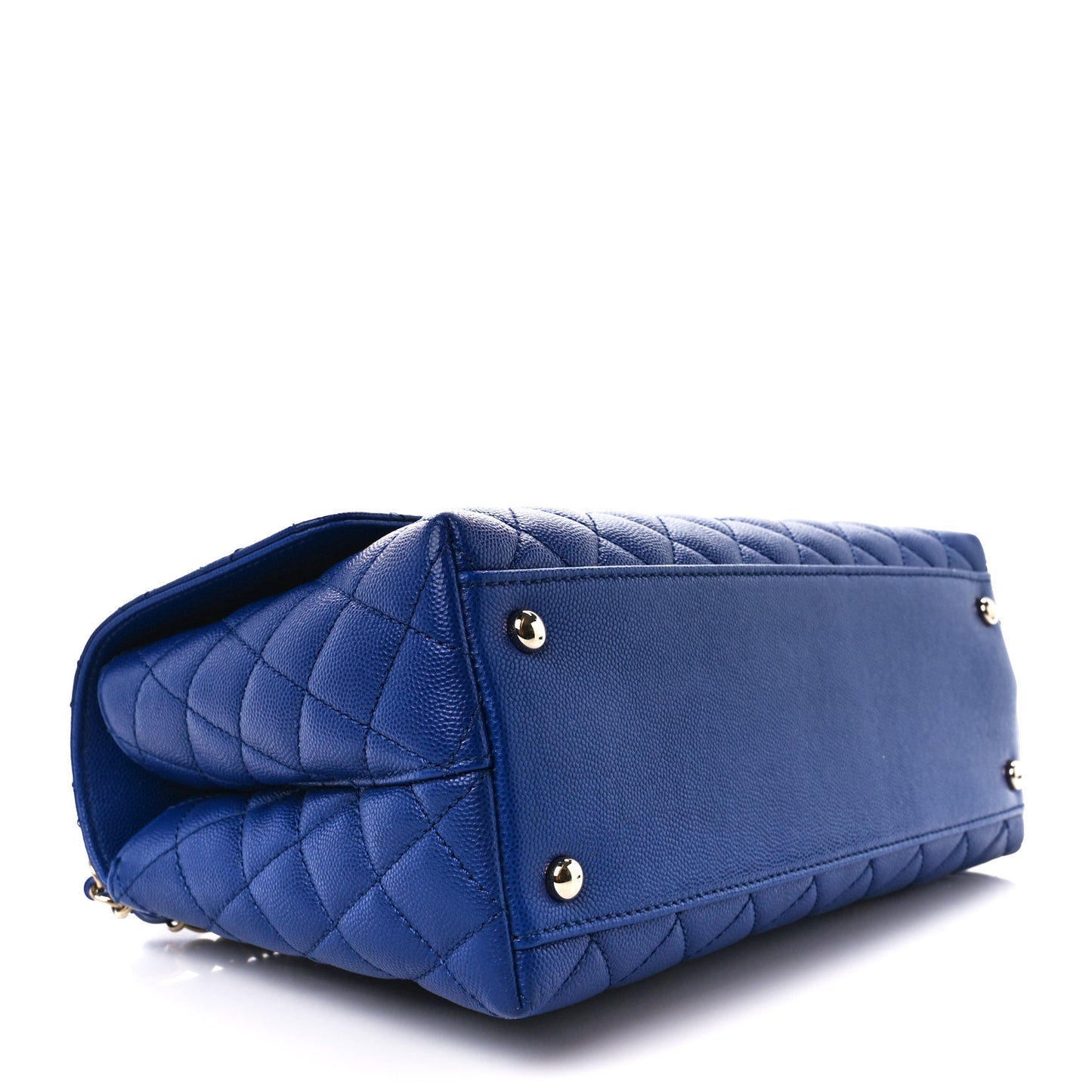 Caviar Quilted Small Coco Handle Flap Dark Blue