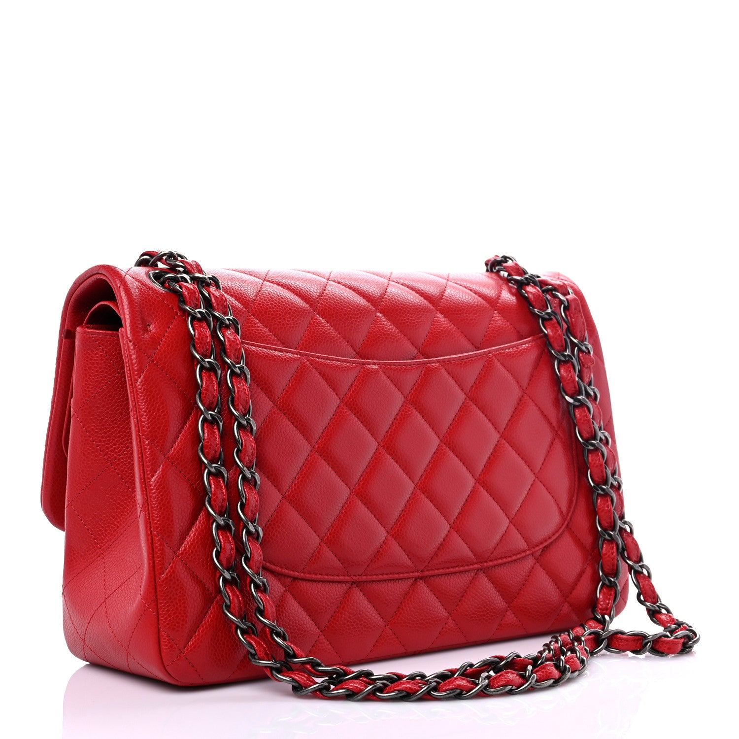 Chanel Caviar Quilted Jumbo Double Flap Red 3 of 12