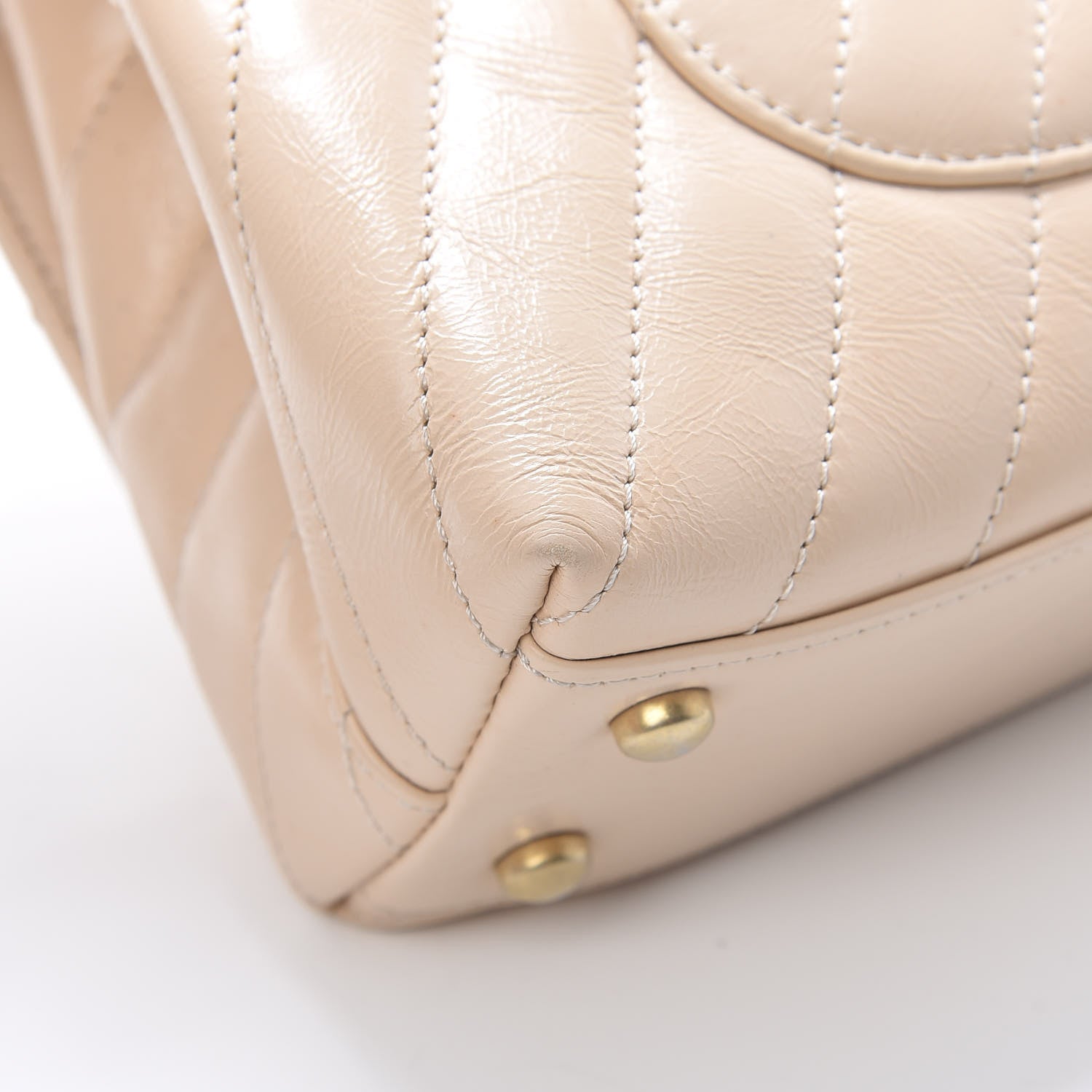 Chanel Calfskin Chevron Quilted Mini Coco Handle Flap Beige 14 of 15