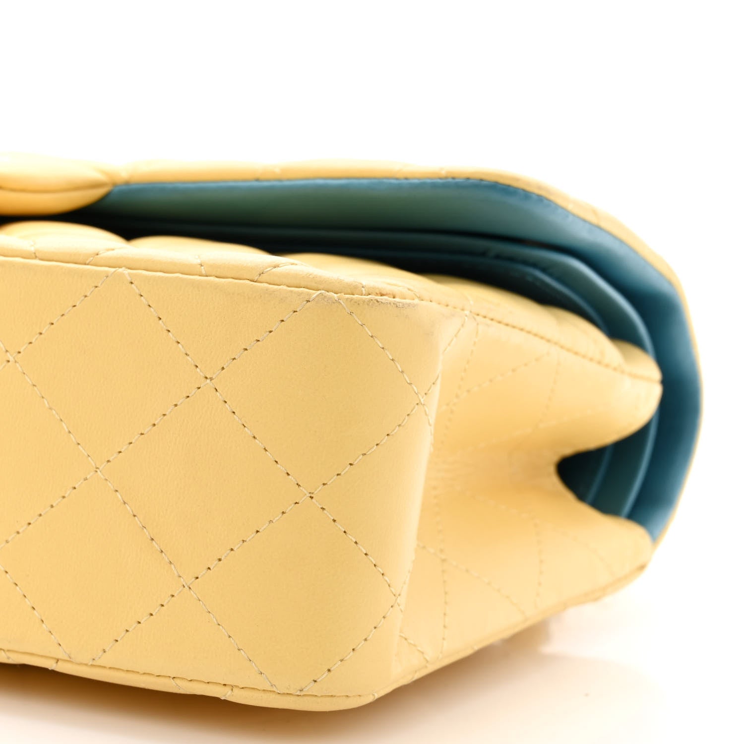 Chanel Lambskin Quilted Small Double Flap Yellow Blue 10 of 12