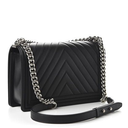 Chanel Calfskin Chevron Quilted New Medium Boy Flap Black 3 of 10