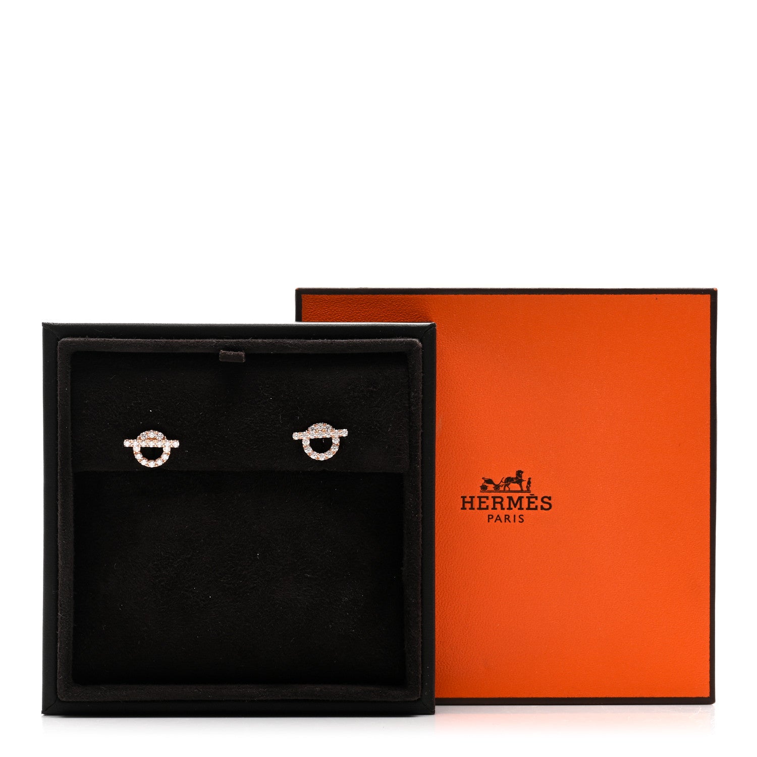 Hermes 18K Rose Gold Diamond Finesse Earrings 5 of 5