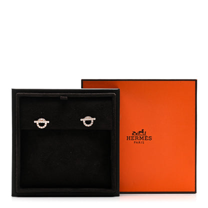 Hermes 18K Rose Gold Diamond Finesse Earrings 5 of 5