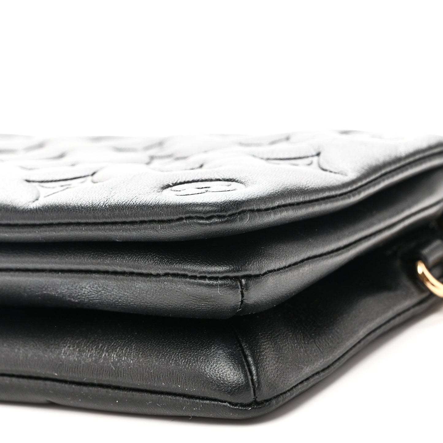 Lambskin Embossed Monogram Pochette Coussin Black