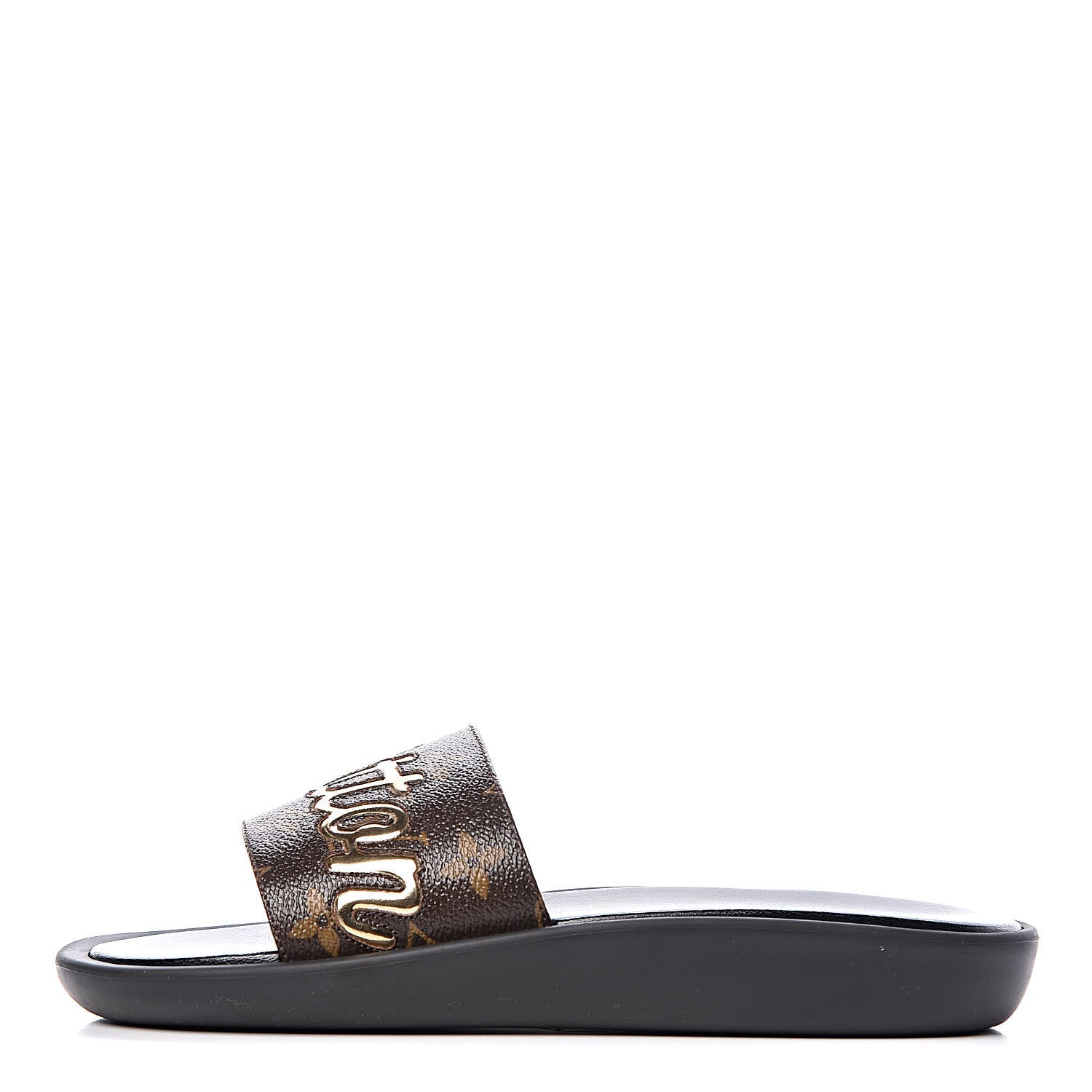 Louis Vuitton Metallic Calfskin Monogram Logo Sunbath Slide Sandals 38 1 of 9